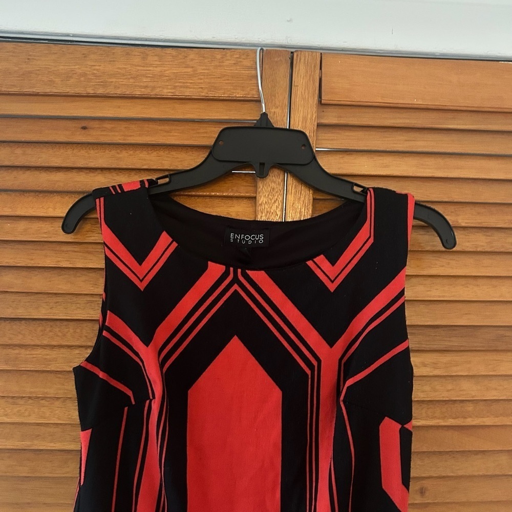 Enfocus Studio Women’s Red and Black Sleeveless Casual Dress Sz 6 - Picture 2 of 7